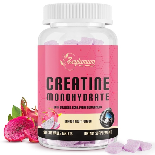 [BRSROFIYO57WOCYU] Zeylamum Creatine for Women | with Hydrolyzed Collagen, BCAA | 3G Creatine Chews for Women Booty Gain, Lean Muscles, Recovery & Energy, Vegan, Sugar Free Creatine, Powder Alternative, 30 Servings