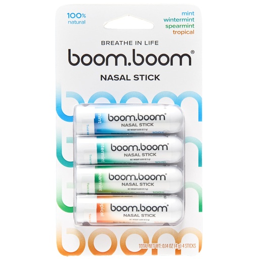 [BRSREZITCUHRUC3G] BoomBoom Nasal Stick | Vapor Flow Technology | Cool Refreshing Sensation | Natural Mood Boost | Simple Ingredients | Essential Oils + Menthol Inhaler (Mint, Wintermint, Tropical, Spearmint)