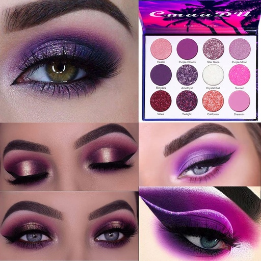 [BRSWYAD2AEDQKDLG] BINGBRUSH 12 Colors Glits Purple Pink Murah Eyeshadow Makeup Palette, Bright High Pigted Metallic Shimmer Pelangi Warna Eyeshadow Eye Makeup Set for Girls
