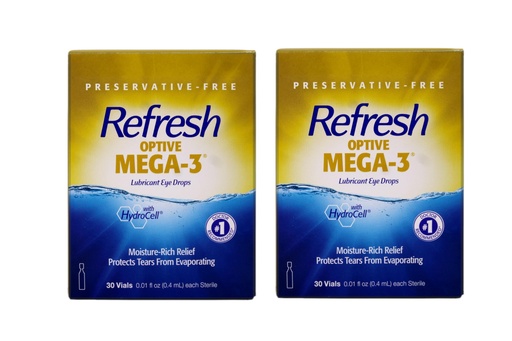 [BRSWYYYDOANB6HT7] Refresh Optive Mega-3 Preservative-Free Lubricant Eye Drops, 0.01 Fluid Ounce Vials - 30 Count (Pack of 2)