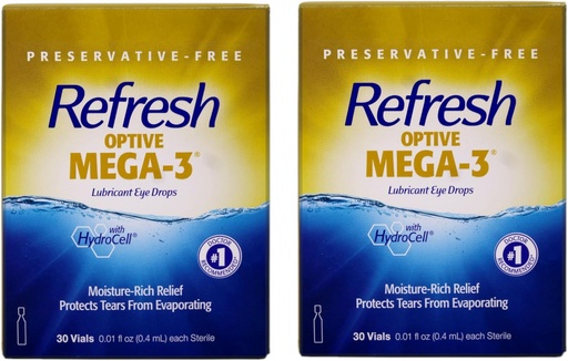 [BRSWYYYDOANB6HT7] Refresh Optive Mega-3 gouttes oculaires lubrifiantes, 30 à usage unique (paquet de 2)