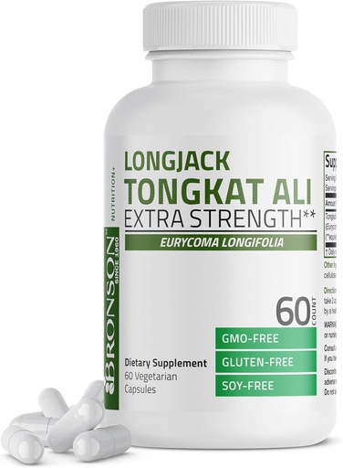 [BRSROYADOQMRYEL6] Bronson Longjackטונגkat Ali תוספת כוח, 60 קפסולות צמחוניות