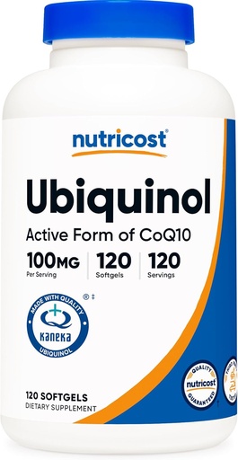 [BRSRO2T6CUOWYGT2] Nutricost Ubiquinol Softgels (120 Softgels tención 100 mg Por Serving) - Absorción superior Antioxidante Silencio Forma activa de CoQ10 - Gluten Free, Non-GMO