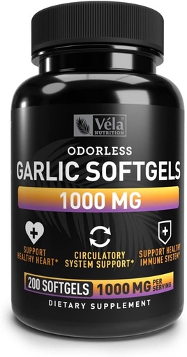 [BRSRMZDQB54AG2DL] Odorless Aglio Supplemento | 1.000 mg per Serving | Support Heart Health, Circulation, and Immune System | GMP Certified, Non-GMO, 3rd Party Tested | 200 Capsule