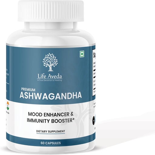 [BRSROCYKBBYB63TZ] Life Aveda Ashwagandha 500mg, 60 Capsules – Natural Herbal Supplement for Adults (1-Month Supply)