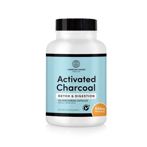 [BRSWIH32BICBEHTI] Charcoal House Activated Charcoal Capsules for Adults | Natural, Vegan, Non-GMO & Gluten Free | USP Charcoal Pills for Stomach Cleanse, Healthy Digestion, Gas & Nausea | USP Medical Grade | 125 ct.