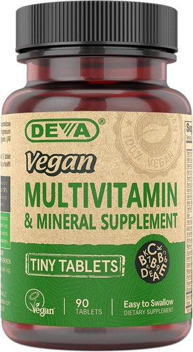 [BRSWIYAPPN7RQF3G] DEVA Vegan Multivitamin for Women & Men with Iron, Vitamin C, E, B Complex Vitamins, Zinc, 90 Tiny Tablets
