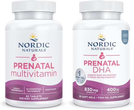 [BRSROZLQPIDQEAD4] Nordic Naturals New Mom Bundle - Prenatal Multivitamin Tablets, Prenatal DHA