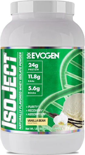 [BRSWECQ5PMFQYGY4] Evogen Isoject Naturals - Whey Protein Isolate , Naturally Flavored, Ultra-Pure Whey Protein Powder with IgnitorTM Enzymes, BCAAs, and EAs , Enhanced Absorption " Recovery | Vanilla Bean | 28 Servings