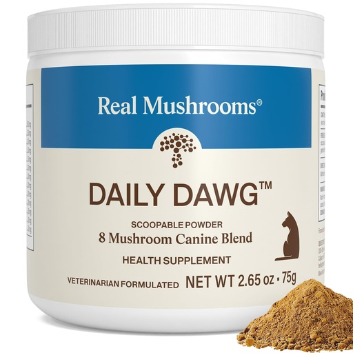 [BRSROFA7DMDQEEL2] Real Mushrooms Whole Dog Health – Functional Mushroom Blend for Dogs with Lion’s Mane, Cordyceps, Turkey Tail, Reishi, Shiitake for Overall Wellbeing of Dogs – 2.65 oz Powder Supplement