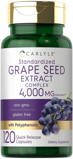 [BRSRMHAFDEFQE33F] Carlyle Grape Seed Extract Complex | 120 Quick Release Capsules | Standardized Supplement with Polyphenols | Non-GMO & Gluten Free