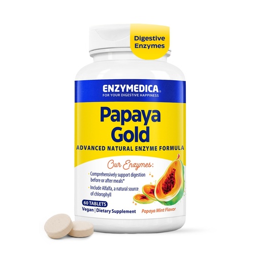 [BRSROGI3DMPQMYLP] Enzymedica Papaya Gold - Papaya Enzymes Chewable, Digestive Enzyme Supplement for Women and Men, Digestion & Gut Health Support, High Potency Bromelain & Papain, Vegan, Gluten Free - 60 Tablets