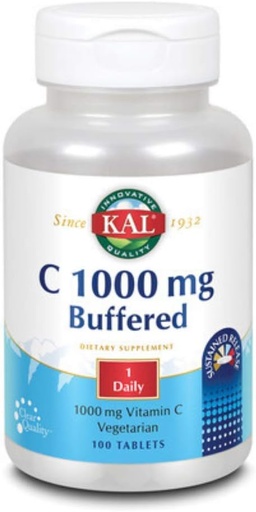 [BRSWIYQZBQIRCDDI] KAL Vitamin C Buffered Sustained Release Tablets, 1000 mg, 100 Count