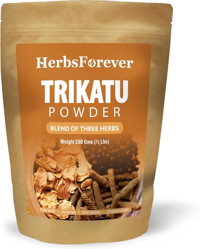 [BRSWIFT3B54GEG34] ZeliščaForever Trikatu Churna Powder – Ayurvedska zeliščna mešanica za digestivno podporo & Vata Balance, Non-GMO, Vegan, 230g 