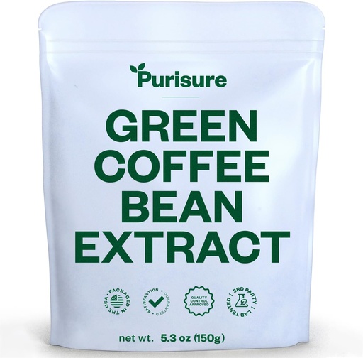 [BRSWYEL5CUIBAE3D] Purisure Green Coffee Bean Extract 150g, Green Coffee with Chlorogenic Acid, Body Detox and Cleanse for Women and Men, Natural Appetite Suppressant to Support Vitality and Energy, 750 Servings