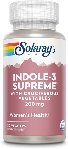[BRSWIZ32O4GRQ232] SOLARAY Indole-3 Supreme with Cruciferous Vegetables - Women's Health Support - DIM Plus Broccoli, Kale, and More - Lab Verified, 60-Day Guarantee - 30 Servings, 30 VegCaps