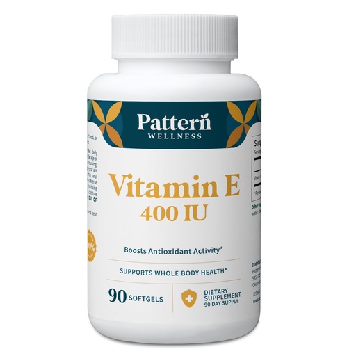 [BRSROBL3OUNQ2YDF] Pattern Wellness Vitamin E 400 IU – Supports Antioxidant, Immune & Cellular Health – 90 Softgels, 3rd Party Lab Tested