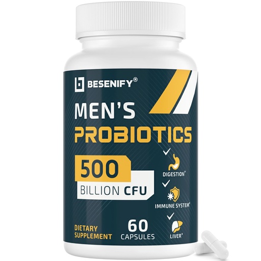 [BRSROGTQCMPGKE3O] Probiotics for Men, 500 Billion CFUs & 12 Strains, Men's Probiotic with Turmeric, Cranberry, Goji - Probiotics for Digestive Health, Immune, Stomach, Bloating & Gut Health for Men, 60 Pro Biotics Caps