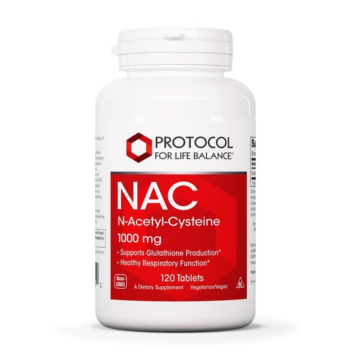 [BRSWKED7CAHGEA3O] PROTOCOL FOR LIFE BALANCE NAC N-Acetyl Cysteine 1000mg - Glutathione Production & Respiratory Function - 120 Tabs