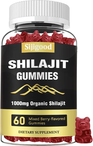 [BRSRAEIOO55WME3F] Shilajit Gummies with 85+ Trace Minerals Supplement, Shilajit for Men & Women - 60 Mixed Berry Flavored Gummies