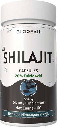 [BRSRAZL6CB7ROHT4] Shilajit Capsules 500mg | 20% Extract Powder | Purified Asphaltum Supplement High-Potency Concentrated Extract | Non-GMO, Gluten-Free | Premium Quality (60 Count (Pack of 1))