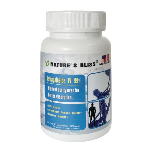 [BRSRMYAHDN6QED3L] Nature'sbliss Stomach Acid Protected & Super-Absorption Astragalus Root Extract Astragaloside IV 99%, 50mg, 30caps (50mg x 30caps)