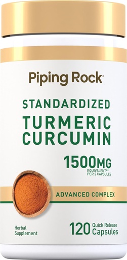 [BRSRMHY6OEPBQE3B] Piping Rock Turmeric Curcumin Complex | 120 Capsules | with Black Pepper Extract and Tart Cherry | Advanced Formula Supplement | Non-GMO, Gluten Free