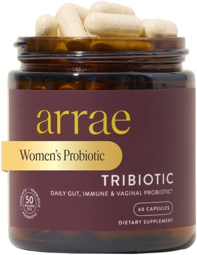 [BRSRAGA6BF4AOCD2] Arrae Tribi, Qadınlar üçün Probiyotikler, Vaginal pH Balance, Gut, Immune, və Feminine Health, Prebiyotiks, Probiyotiks, Postbiotik, 60 Count