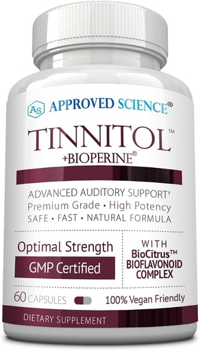 [BRSW2ZI3A4FRGET3] Approved Science Tinnitol - Tinnitus Support supplement - Ease Ring in The Ears - Boost Inner Ear Health - 60 Capsules - Made in the USA
