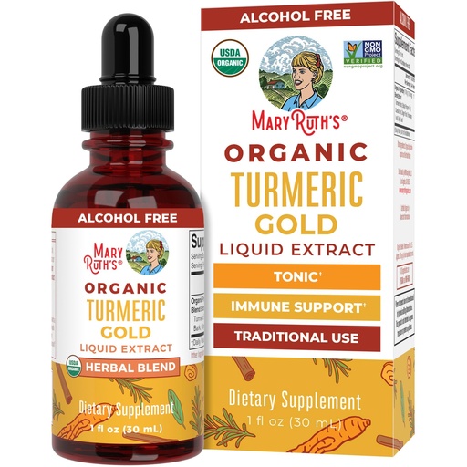 [BRSWYHAPBUHAACT2] MARYRUTH'S Organics USDA Turmeric Gold Liquid Drops | Herbal Blend | Turmeric Curcumin | Black Pepper | Cassia Cinnamon Bark | Ginger Root | Immune Support | Non-GMO Project Verified | Vegan | 1oz