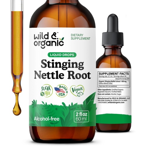 [BRSROY32AF5WEHTH] Wild & Organic Stinging Nettle Root Extract Drops - Urinary Support - Stinging Nettle Supplement - Add to Tea Herb - Liquid Urtica Dioica Supplement - Vegan, Sugar & Alcohol-Free Tincture - 2 fl oz