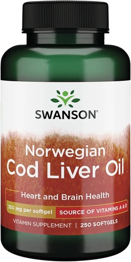 [BRSWGEL4PIBQIC3F] Swanson Cod Liver Oil 1250 Iu A/135 Iu D 250 Sgels