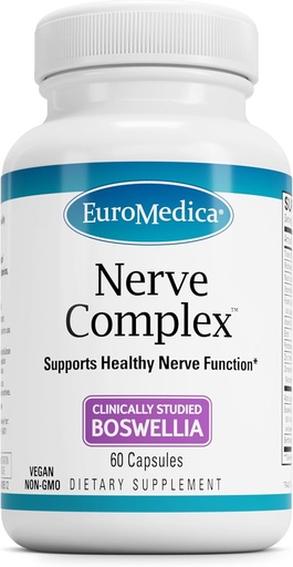 [BRSWI2YOOUCRSDQZ] EuroMedica Nerve Complex - Herbal Supplement with Bioactive Vitamin B12 - Circulation & Nerve Health Support Supplement - Vegan Capsules with Boswellia Serrata - 60 Capsules