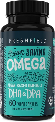 [BRSROZDROADQKYD6] Ocean Saving Omega, Algae Omega 3, DHA Supplement, 2-Month Supply, Sustainably Sourced, Highest Levels of DHA per Capsule (440 mg), w/DPA