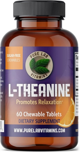 [BRSWGAD7DJ6QIH3U] Pure Lab Vitamins L-Theanine 125 mg - 60 Sugar Free, Chewable Tablets 30 Days Supply | Promotes Relaxation, Mental Focus | Improves Sleep Quality Made in Canada