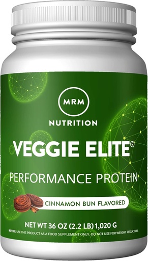 [BRSWK2YADN6WICDU] MRM Nutrition Veggie Elite Performance Protein | Cinnamon Bun Flavored| Plant-Based Protein| Easy to Digest | with BCAAs| Vegan + Gluten-Free | Clinically Tested| Digestive enzymes | 30 Servings