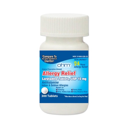 [BRSRAFQKCMMQMFYV] Ohm 24 Hour Loratadine Allergy Relief Tablets, 10mg - 300 Count | Non-Drowsy Allergy Pills, Medicine Original Prescription Strenght