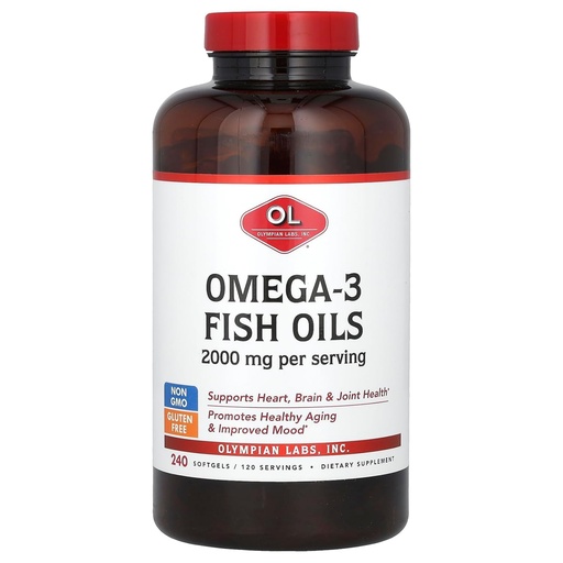 [BRSWIEDZDIGA4E3A] Olympian Labs Omega-3 Fish Oils, 2,000 mg, 240 Softgels (1,000 mg per Softgel)
