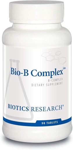 [BRSWIYQ4CIPW2EL2] Biotics 연구 Bio B Complex Folate와 비타민 B2, B6 및 B12 에너지 생산, 지원 심혈관 기능, 대사 통로, 뇌 건강 90 탭을 가진 높은 효능 B 복합체