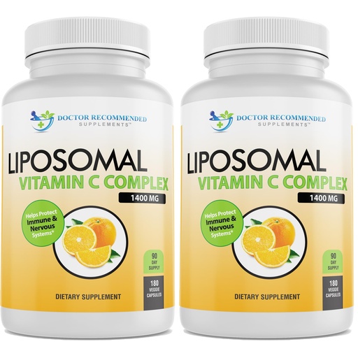 [BRSRA2Y3PJ4BMCA2] Liposomal Vitamin C 1400mg Per Serving - High Absorption Ascorbic Acid, Lypo-Spheric Vitamin C Complex Immune Support Supplement w/Powerful Antioxidants and Collagen Booster, (180 Veggie Caps 2 Pack)