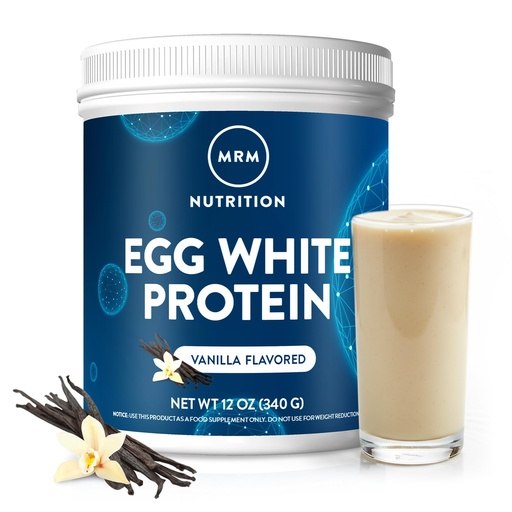 [BRSWIYABCEGAC2LG] MRM Nutrition Egg White Protein - Sugar Free Vanilla Flavored Powder, 23g Fat-Free Protein with Digestive Enzymes, Free of Dairy, Gluten, and Soy, High Biological Value - 10 Servings