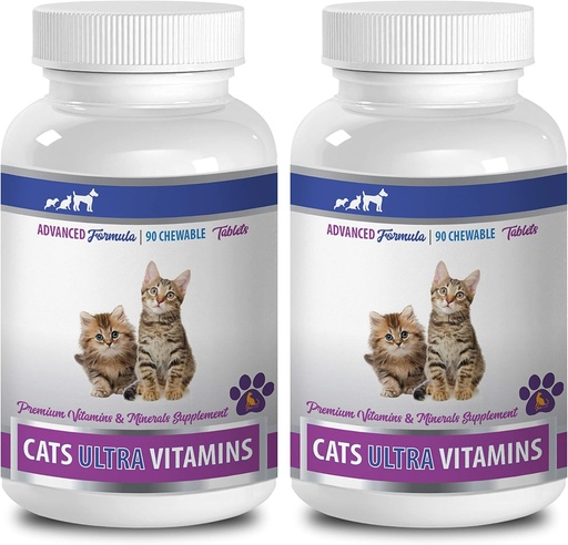 [BRSWGGT5OACWYGY4] cat Liver Support - Ultra Vitamins for Cats - Healthy Minerals and Vitamins Formula - Chews - cat Calcium - 2 Bottles (180 Treats)
