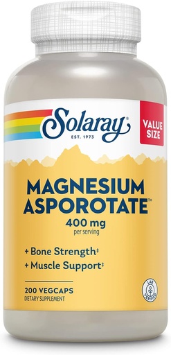 [BRSWYYAZOQPRMDL4] Solaray Magnesium Asporotate 400 mg | Aspartat, Orotat og Citrat Complex | Sunn Heart, Muskel, Nerve & Sirkulatorisk funksjon Støtte | 200 Vegkaps