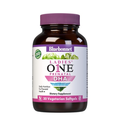 [BRSWIZT3A4ARMALM] Bluebonnet Nutrition Ladies' One Prenatal DHA, Daily Nutrition for Prenatal Health*, Non-GMO, Vegan, Gluten-Free, 30 Vegetarian Softgels, 30 Servings