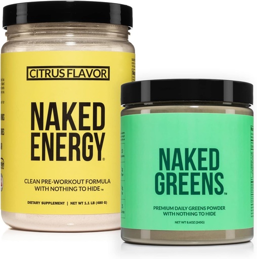 [BRSRMHACB4FBSCQU] NAKED Vegan Energizing Bundle Citrus Energy Nutrition Super Greens Powder Organic Greens Supplement