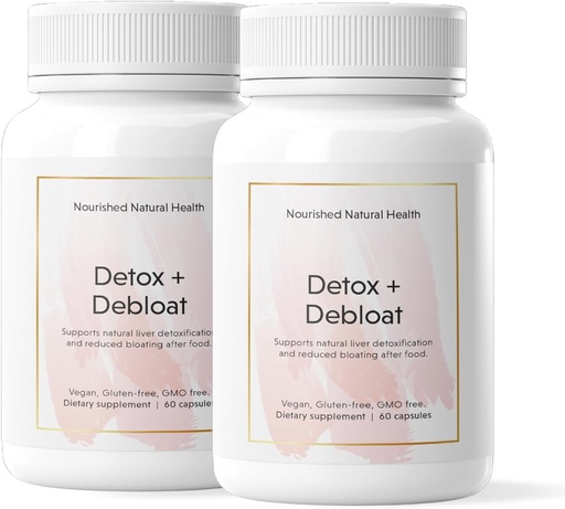[BRSRAAT3AF4BQ3DL] Nourished Natural Health Detox + Debloat - Milk Thistle & Dandelion Root Vegan Supplement for Women - Bloating Relief & Digestion Support - 120 Capsules