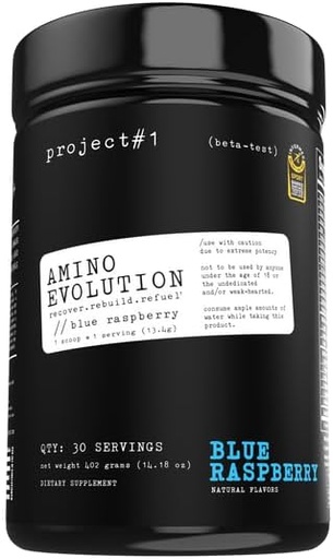 [BRSROHYYPMCBA33A] Project #1 AminoEVolution: Muscle Support & Recovery | BCAA's, EAA's, Electrolytes Powder | Keto-Friendly Energy Boost | Pre Workout for Men & Women | 30 Servings - Blue Raspberry | Amino Acids