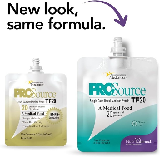 [BRSRAHQZAQPGAHTJ] Medtrition NutriConnect™ ProSource® TF20 – ENFit® Compatible Modular Protein Supplement for Tube Feeding – 20g Liquid Protein in 60mL Pouch – Supports Aspen Guidelines & ICU Nutrition
