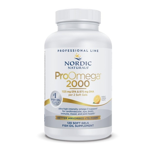 [BRSWKGQYCMIBYHLO] Nordic Naturals ProOmega 2000, Lemon Flavor - 120 Soft Gels - 2150 mg Omega-3 - Ultra High-Potency Fish Oil - EPA & DHA - Promotes Brain, Eye, Heart, & Immune Health - Non-GMO - 60 Servings