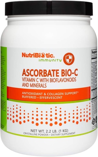 [BRSWIYT3PMMRYHDC] NutriBiotic - Ascorbate Bio-C, 2.2 Lb. | Effervescent Vitamin C Powder with Lemon Bioflavonoids & Minerals Calcium, Magnesium, Zinc, Selenium & More | for Bioavailable Antioxidant & Collagen Support